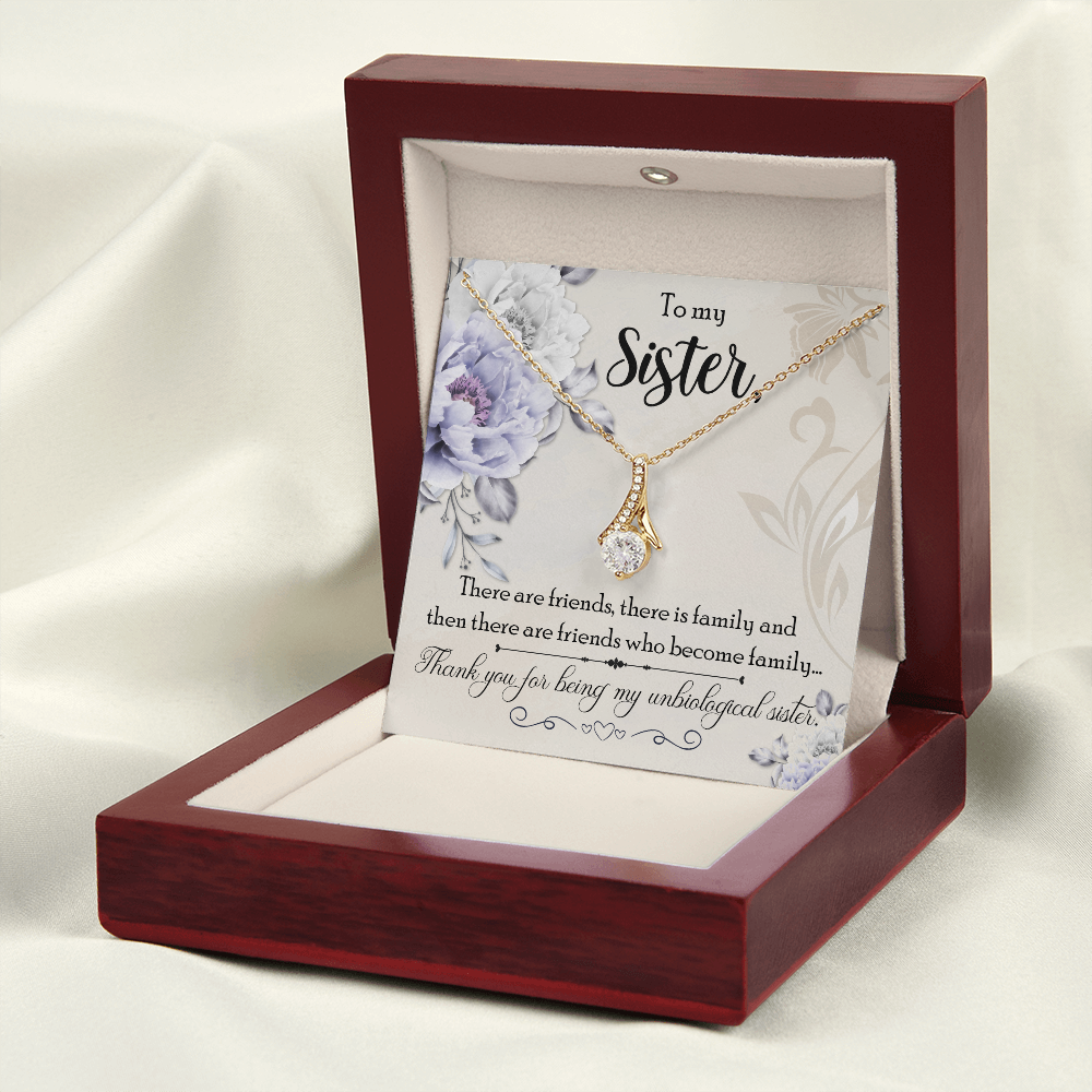 To My Sister Thank You My Unbiological Sister Alluring Ribbon Necklace Message Card-Express Your Love Gifts