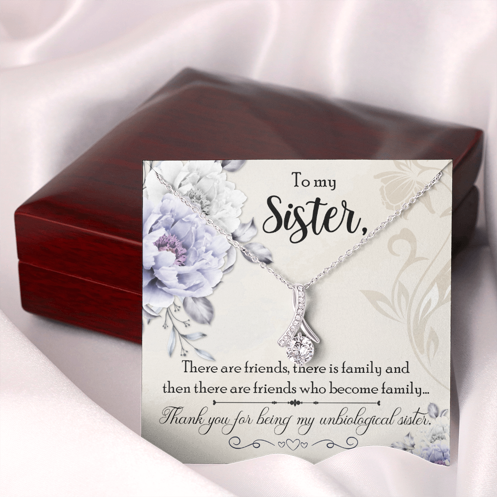To My Sister Thank You My Unbiological Sister Alluring Ribbon Necklace Message Card-Express Your Love Gifts