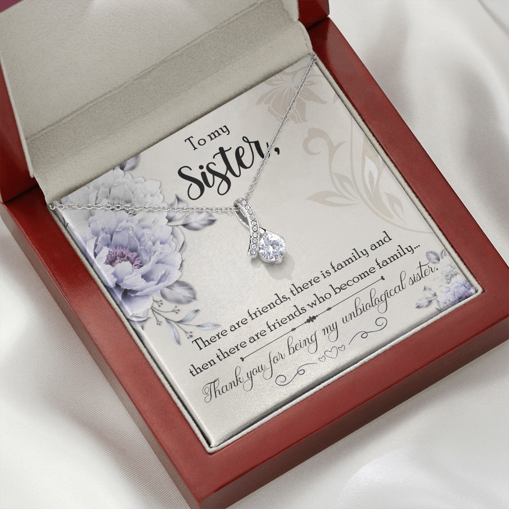 To My Sister Thank You My Unbiological Sister Alluring Ribbon Necklace Message Card-Express Your Love Gifts