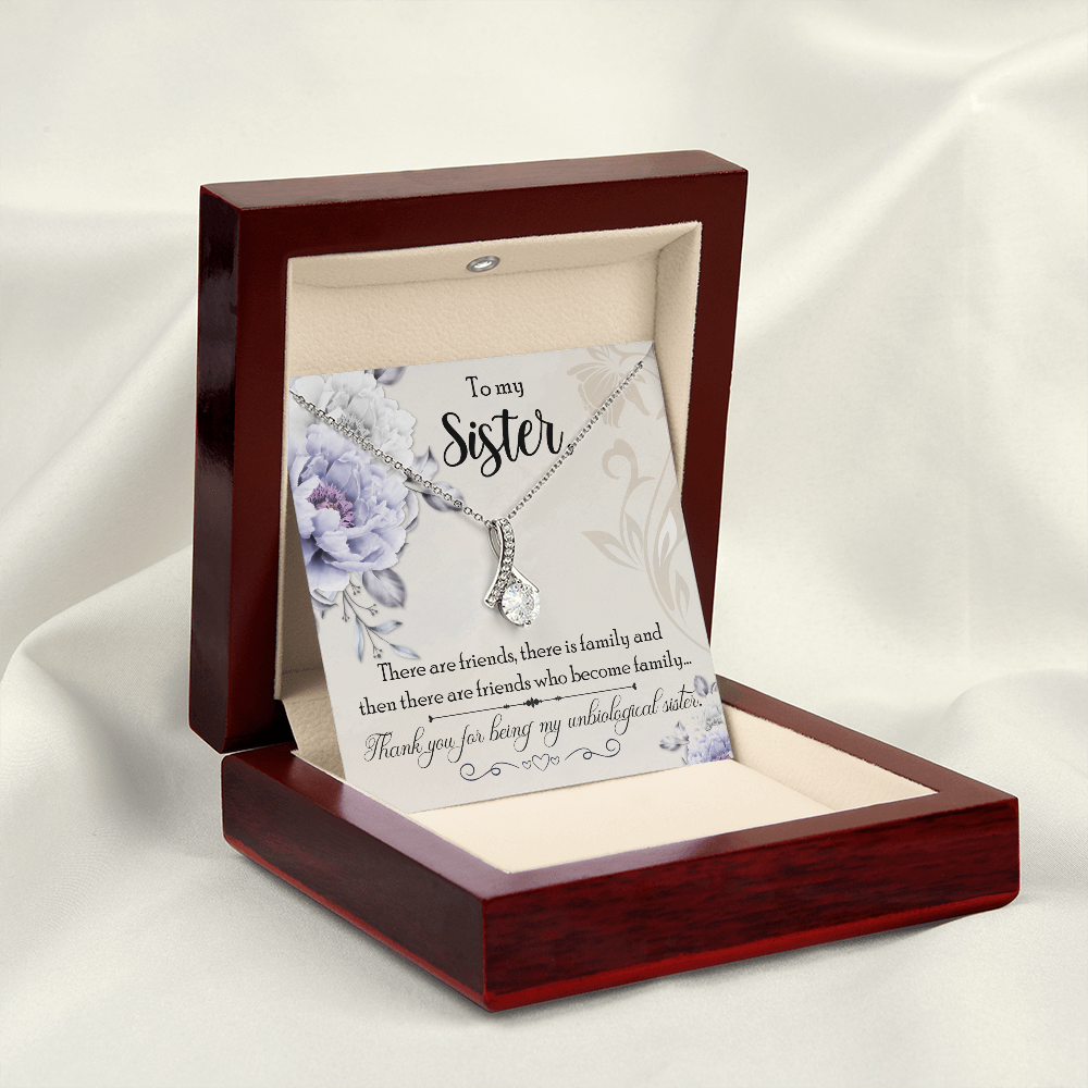 To My Sister Thank You My Unbiological Sister Alluring Ribbon Necklace Message Card-Express Your Love Gifts