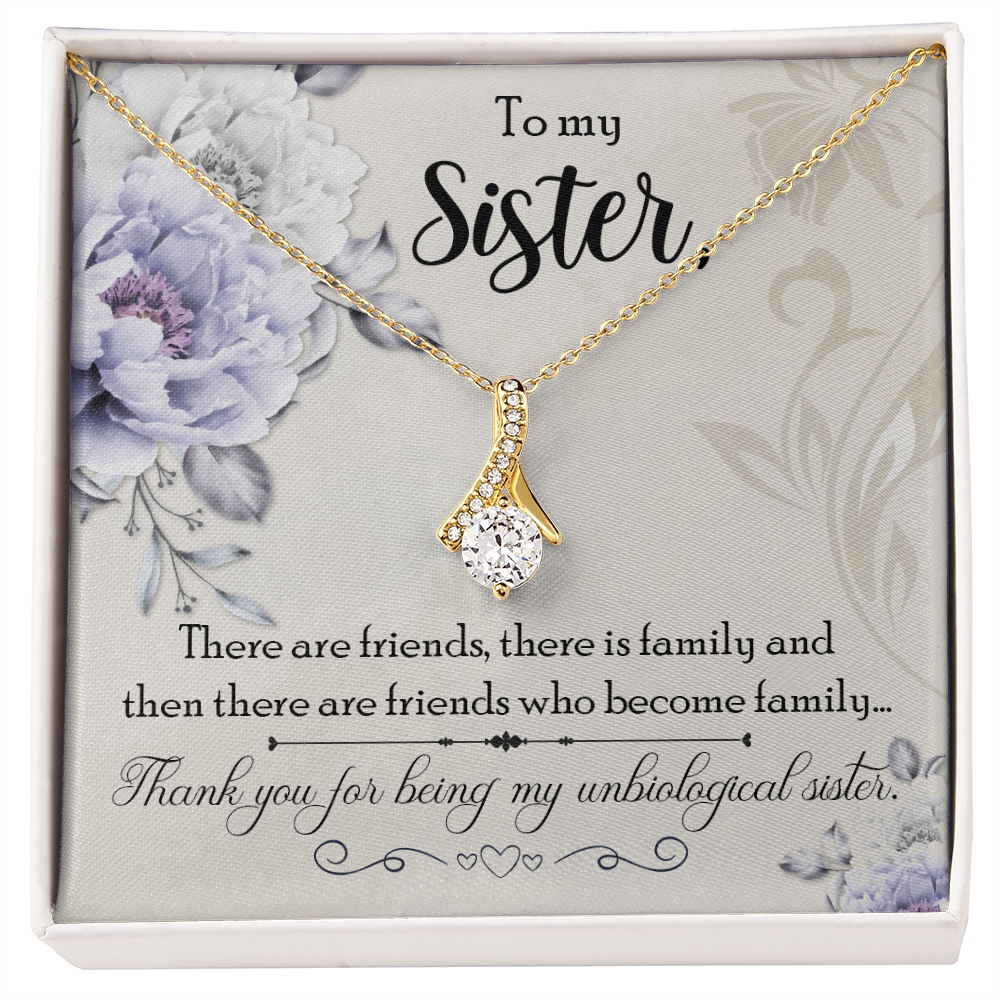 To My Sister Thank You My Unbiological Sister Alluring Ribbon Necklace Message Card-Express Your Love Gifts