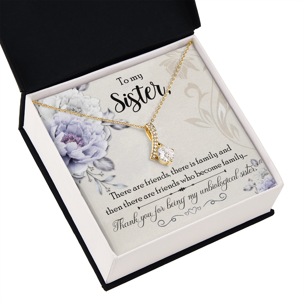 To My Sister Thank You My Unbiological Sister Alluring Ribbon Necklace Message Card-Express Your Love Gifts