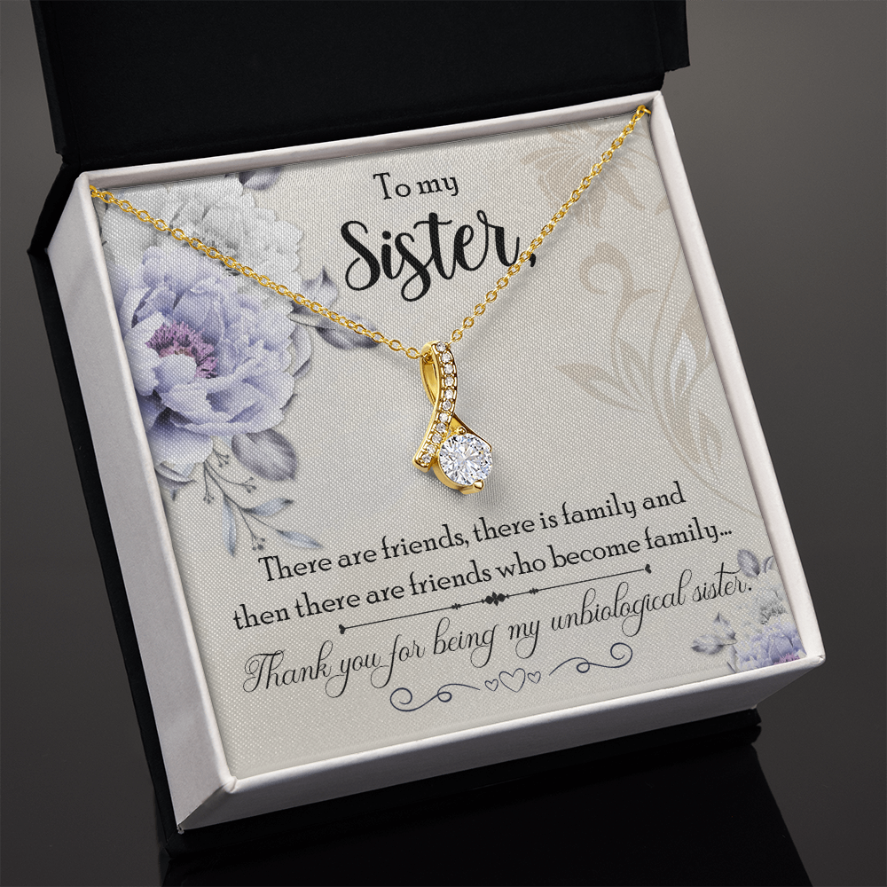 To My Sister Thank You My Unbiological Sister Alluring Ribbon Necklace Message Card-Express Your Love Gifts