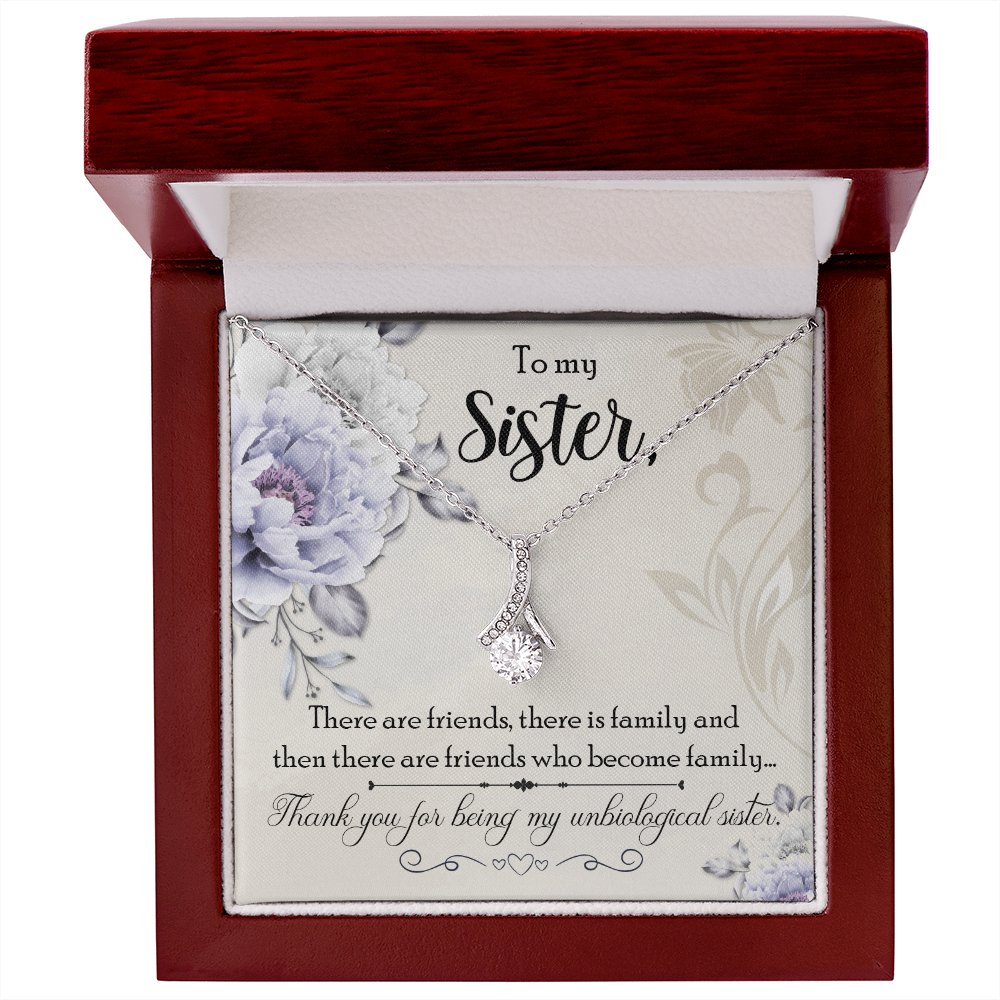 To My Sister Thank You My Unbiological Sister Alluring Ribbon Necklace Message Card-Express Your Love Gifts