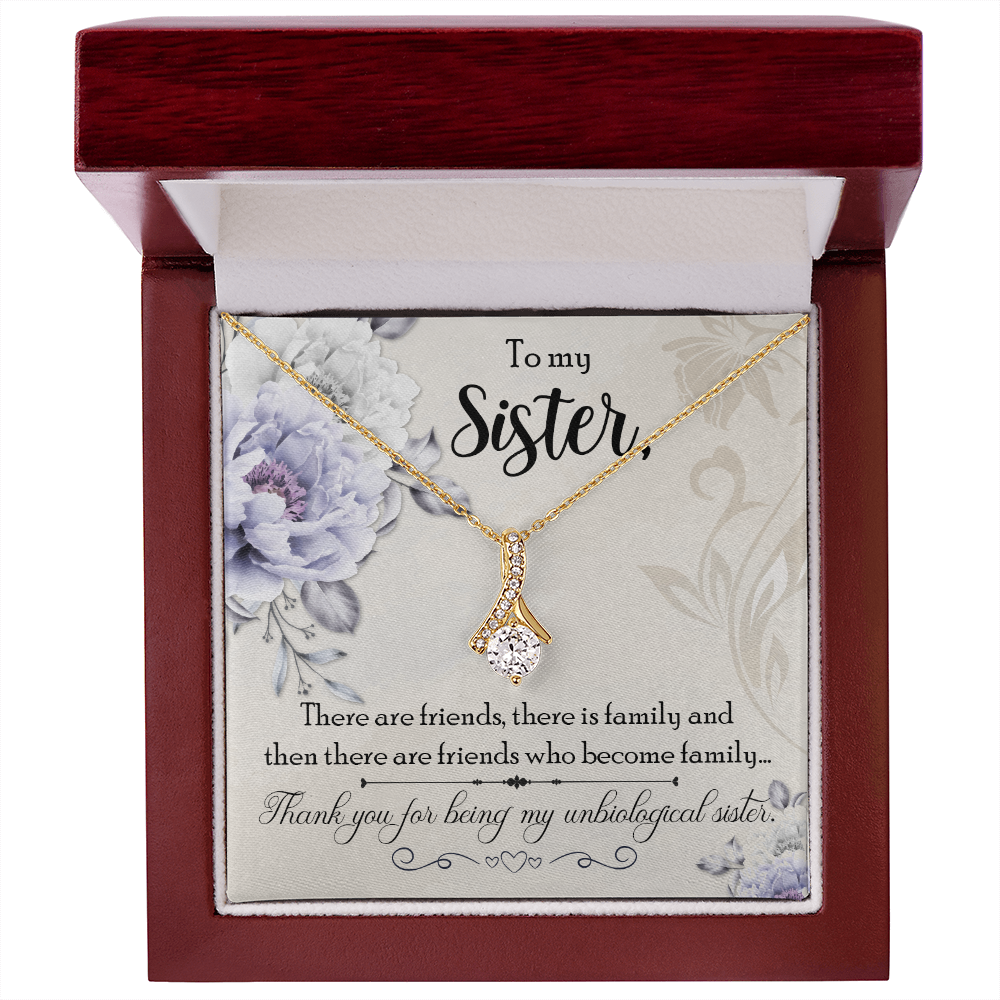 To My Sister Thank You My Unbiological Sister Alluring Ribbon Necklace Message Card-Express Your Love Gifts