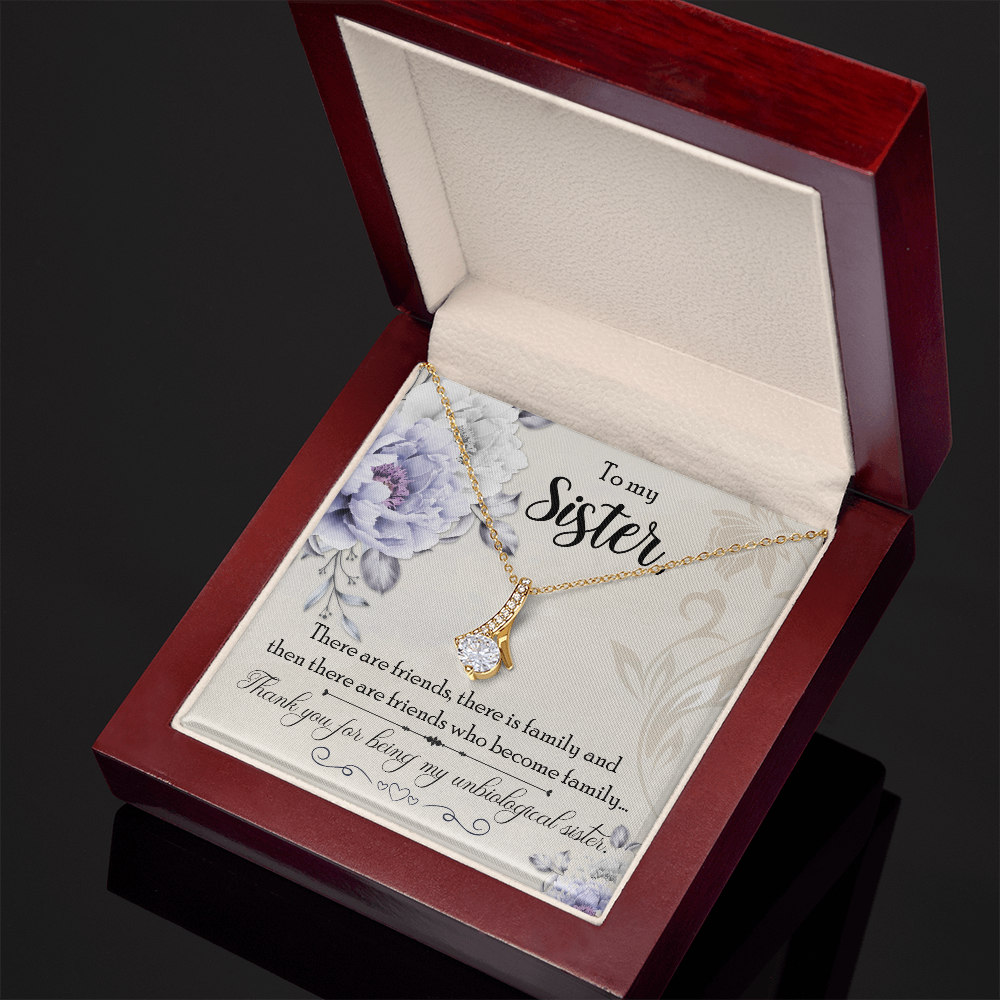 To My Sister Thank You My Unbiological Sister Alluring Ribbon Necklace Message Card-Express Your Love Gifts