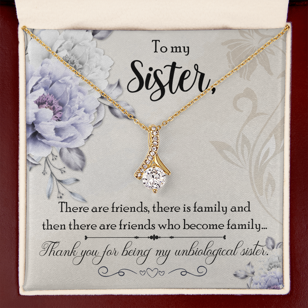 To My Sister Thank You My Unbiological Sister Alluring Ribbon Necklace Message Card-Express Your Love Gifts