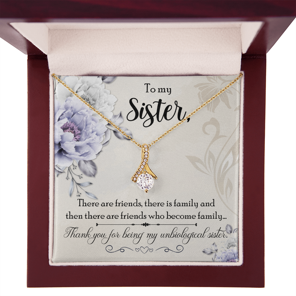 To My Sister Thank You My Unbiological Sister Alluring Ribbon Necklace Message Card-Express Your Love Gifts