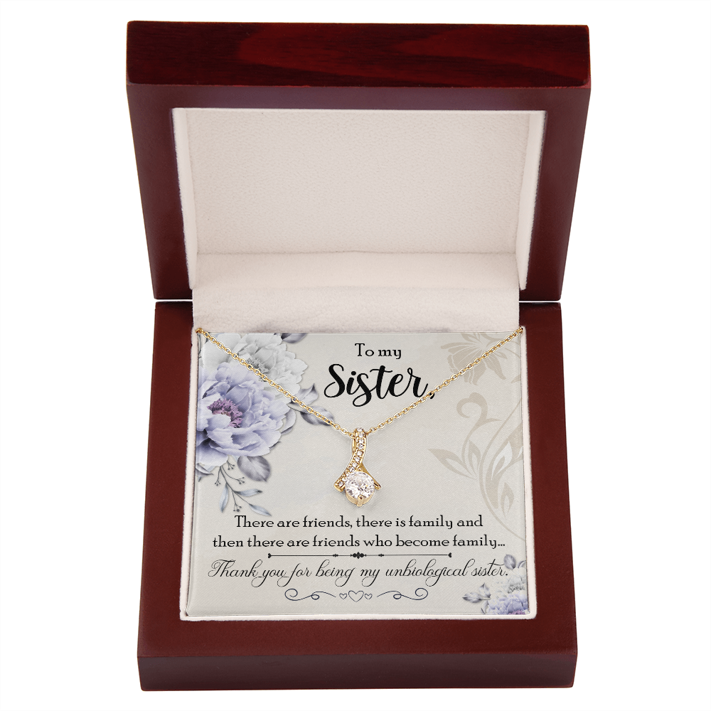 To My Sister Thank You My Unbiological Sister Alluring Ribbon Necklace Message Card-Express Your Love Gifts