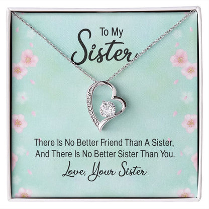 To My Sister There is No Better Friend Than a Sister Forever Necklace w Message Card-Express Your Love Gifts