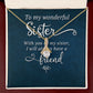 To My Sister Wonderful Sister Alluring Ribbon Necklace Message Card-Express Your Love Gifts