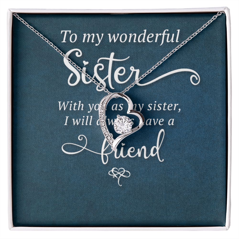 To My Sister Wonderful Sister Forever Necklace w Message Card-Express Your Love Gifts