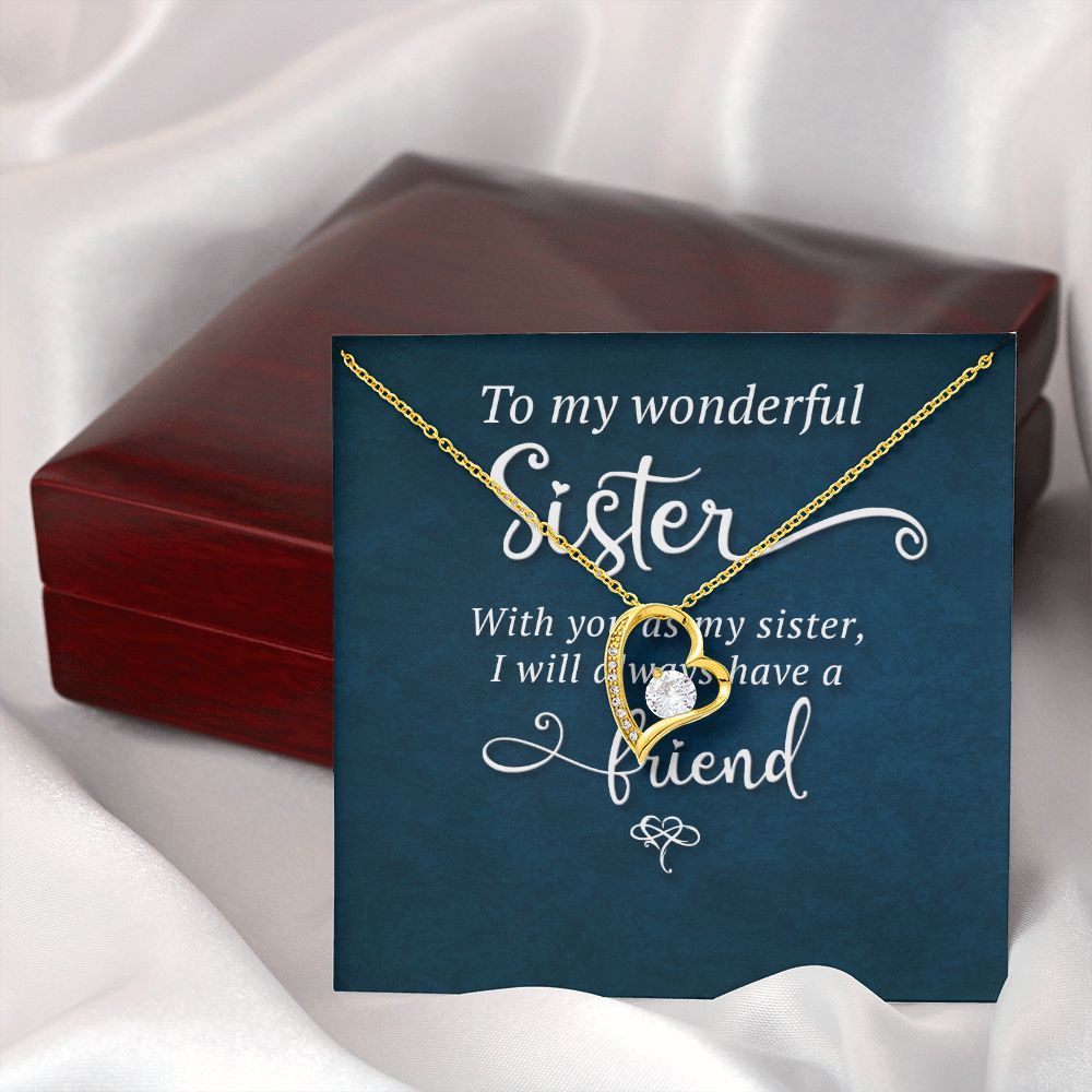 To My Sister Wonderful Sister Forever Necklace w Message Card-Express Your Love Gifts
