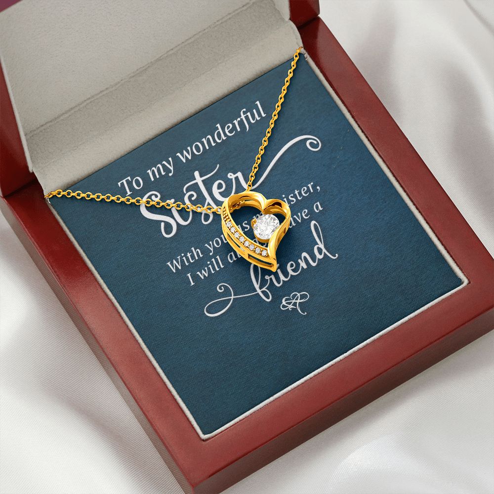 To My Sister Wonderful Sister Forever Necklace w Message Card-Express Your Love Gifts