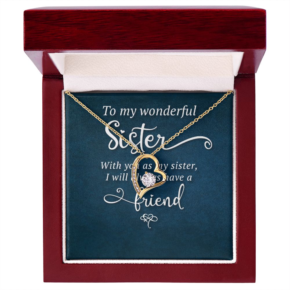 To My Sister Wonderful Sister Forever Necklace w Message Card-Express Your Love Gifts