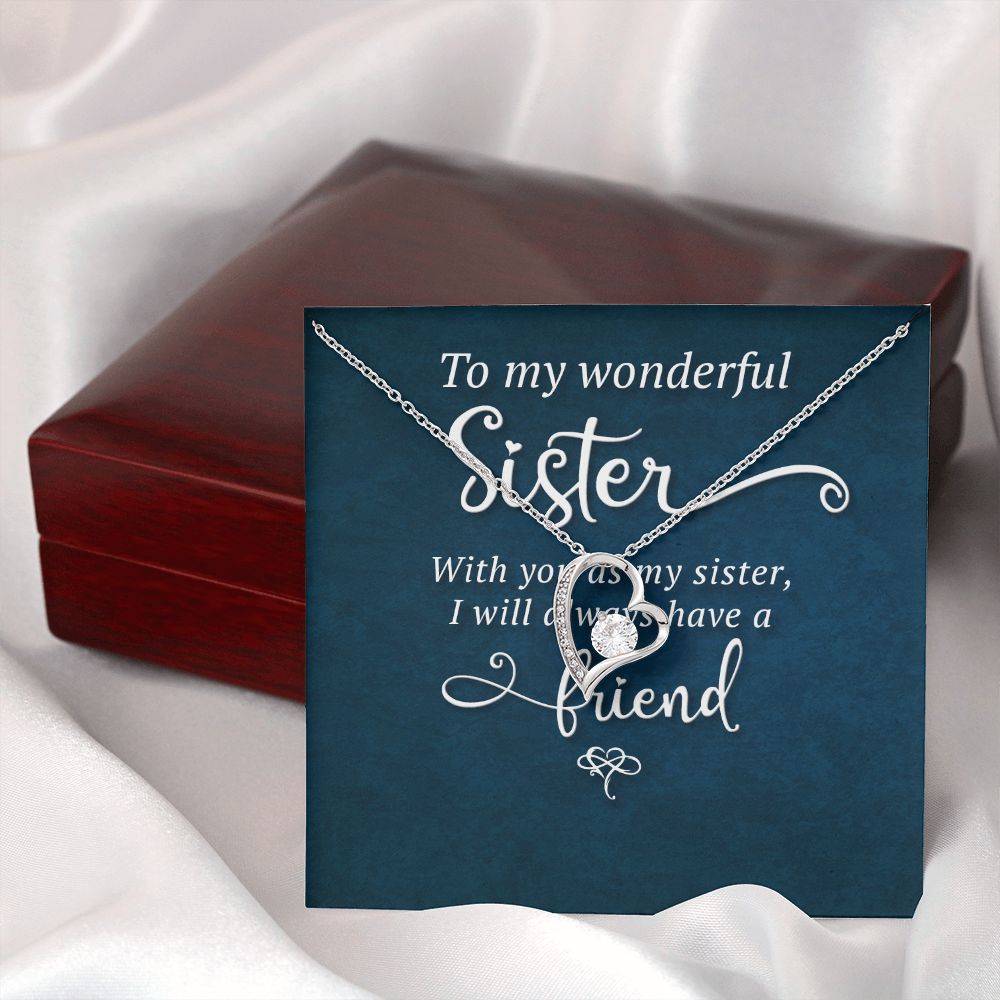 To My Sister Wonderful Sister Forever Necklace w Message Card-Express Your Love Gifts