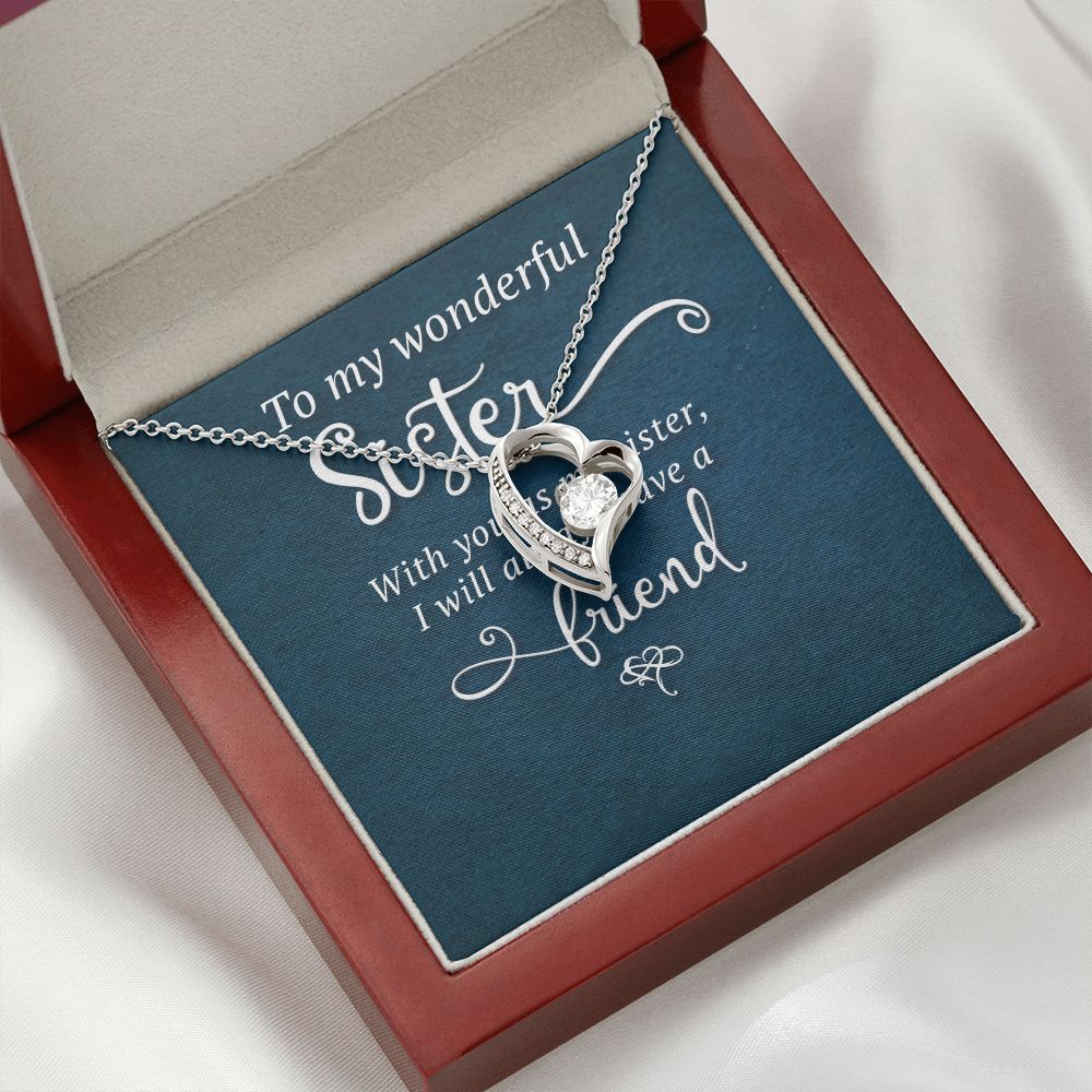 To My Sister Wonderful Sister Forever Necklace w Message Card-Express Your Love Gifts