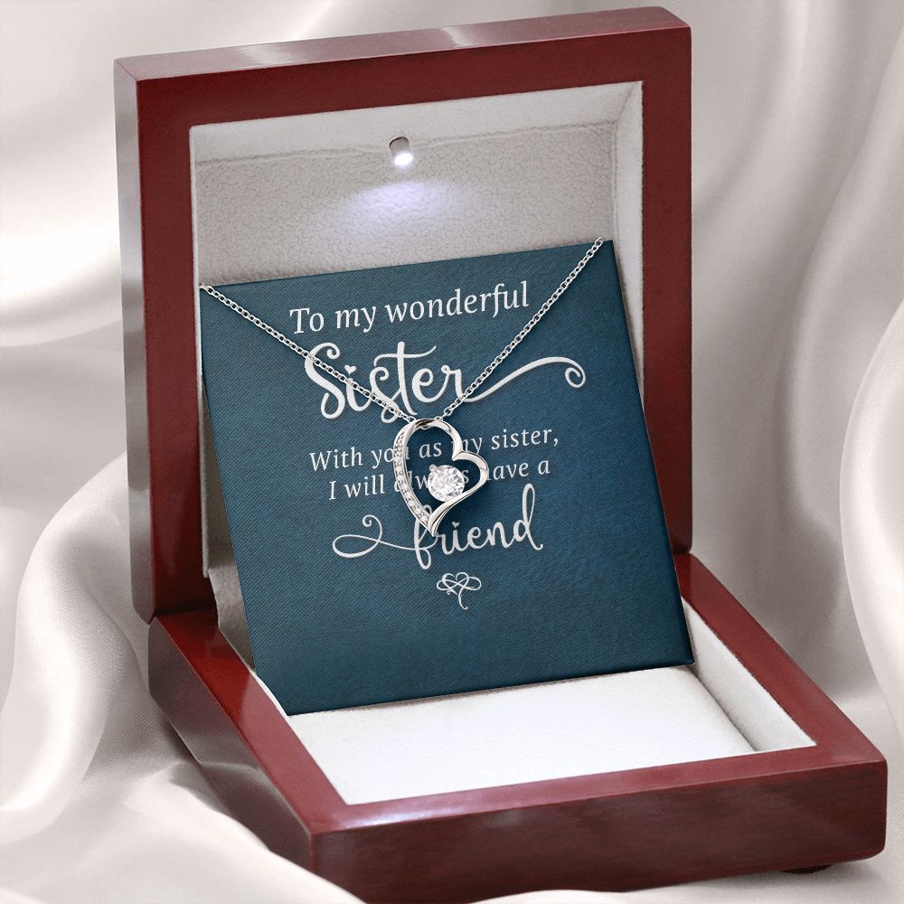 To My Sister Wonderful Sister Forever Necklace w Message Card-Express Your Love Gifts