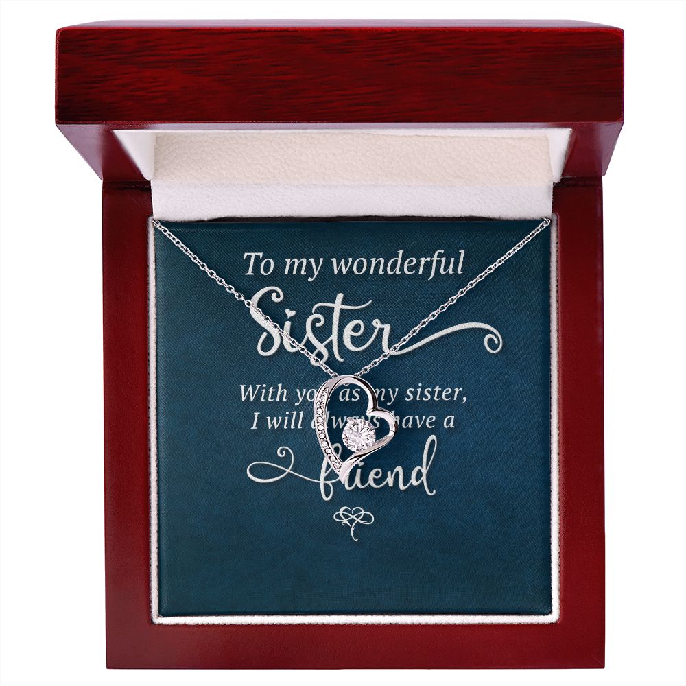 To My Sister Wonderful Sister Forever Necklace w Message Card-Express Your Love Gifts