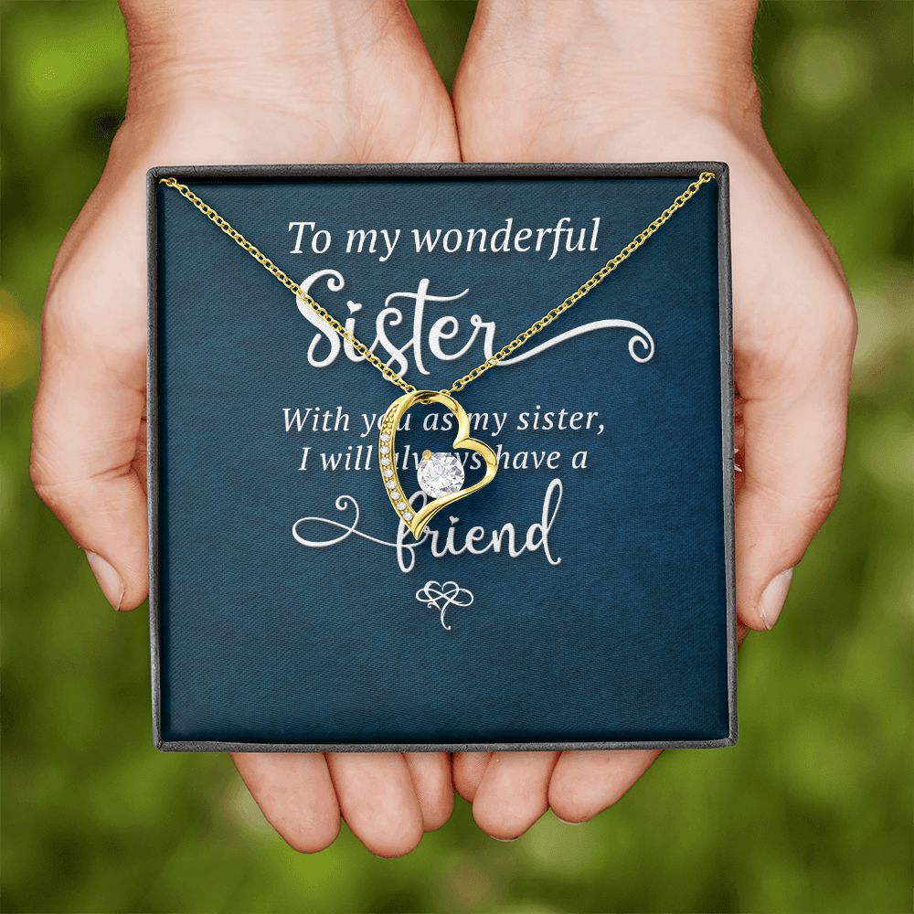 To My Sister Wonderful Sister Forever Necklace w Message Card-Express Your Love Gifts