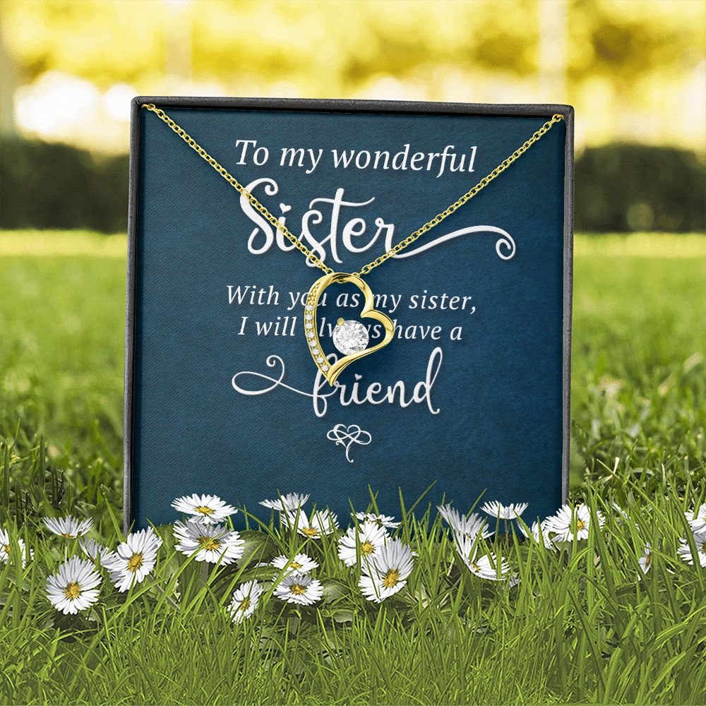 To My Sister Wonderful Sister Forever Necklace w Message Card-Express Your Love Gifts