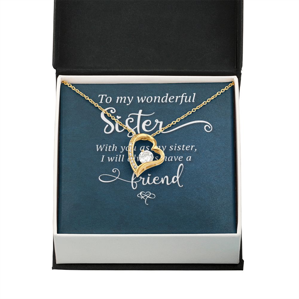 To My Sister Wonderful Sister Forever Necklace w Message Card-Express Your Love Gifts