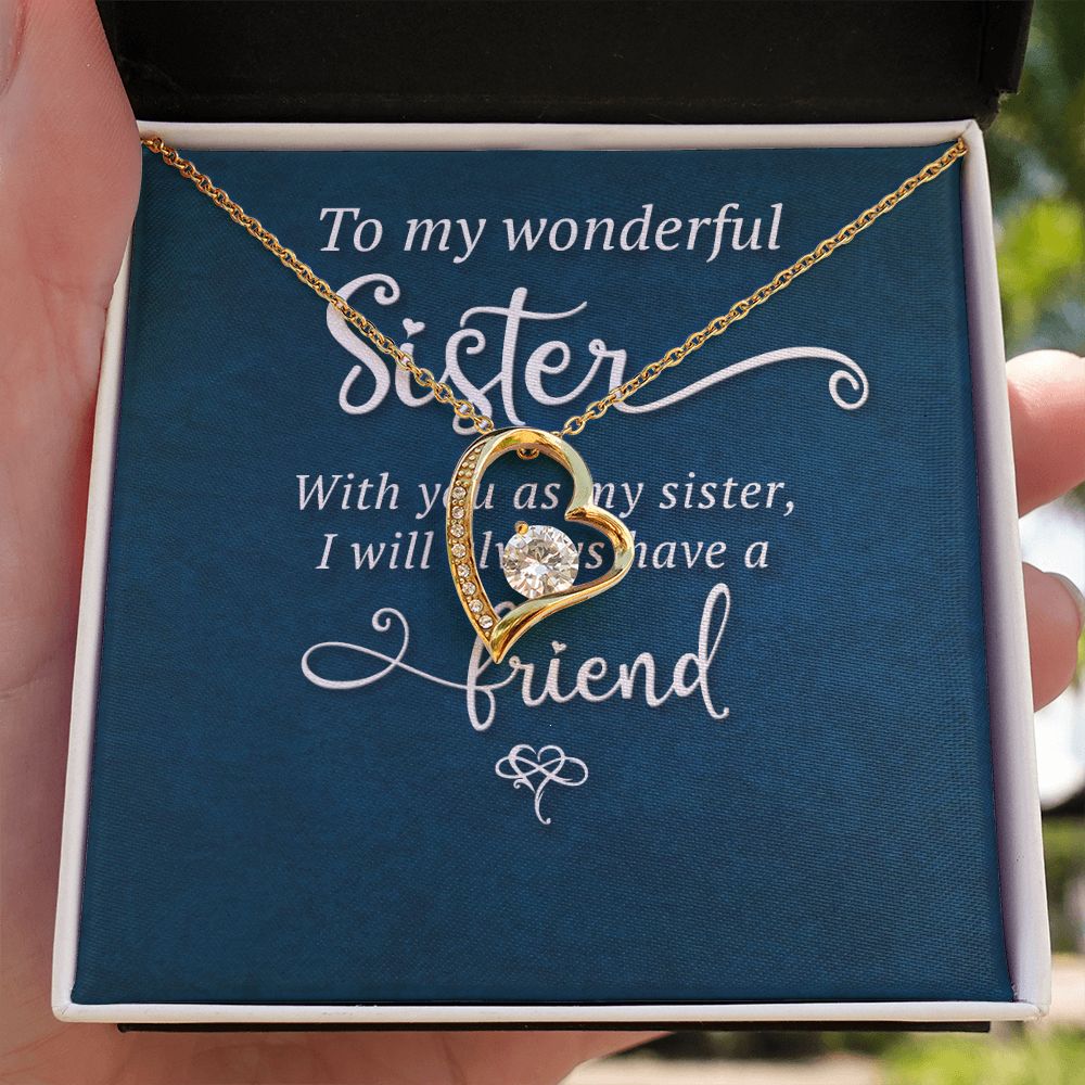 To My Sister Wonderful Sister Forever Necklace w Message Card-Express Your Love Gifts