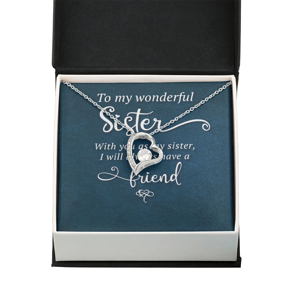 To My Sister Wonderful Sister Forever Necklace w Message Card-Express Your Love Gifts