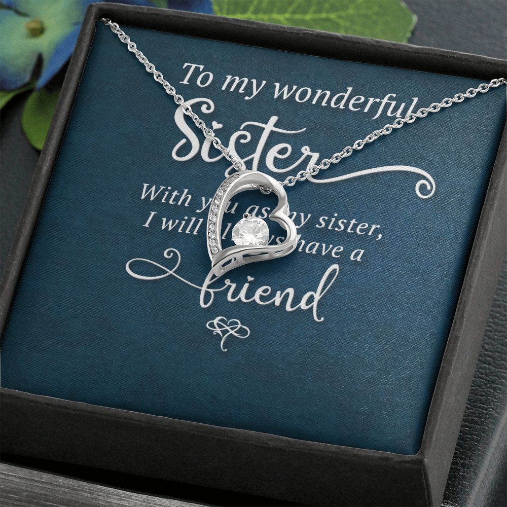 To My Sister Wonderful Sister Forever Necklace w Message Card-Express Your Love Gifts