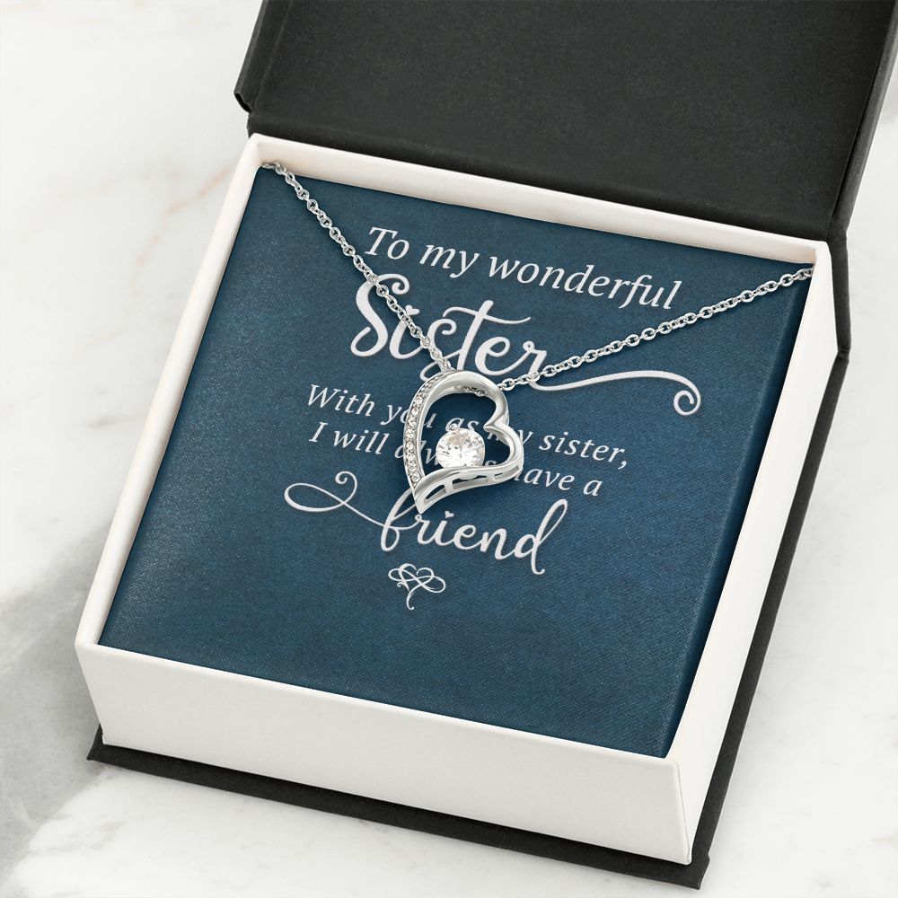 To My Sister Wonderful Sister Forever Necklace w Message Card-Express Your Love Gifts