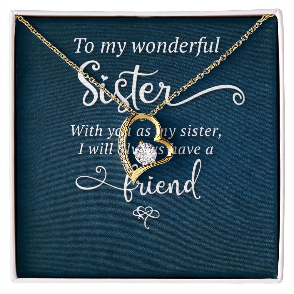 To My Sister Wonderful Sister Forever Necklace w Message Card-Express Your Love Gifts