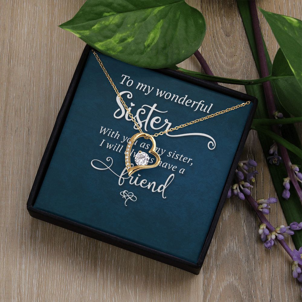 To My Sister Wonderful Sister Forever Necklace w Message Card-Express Your Love Gifts