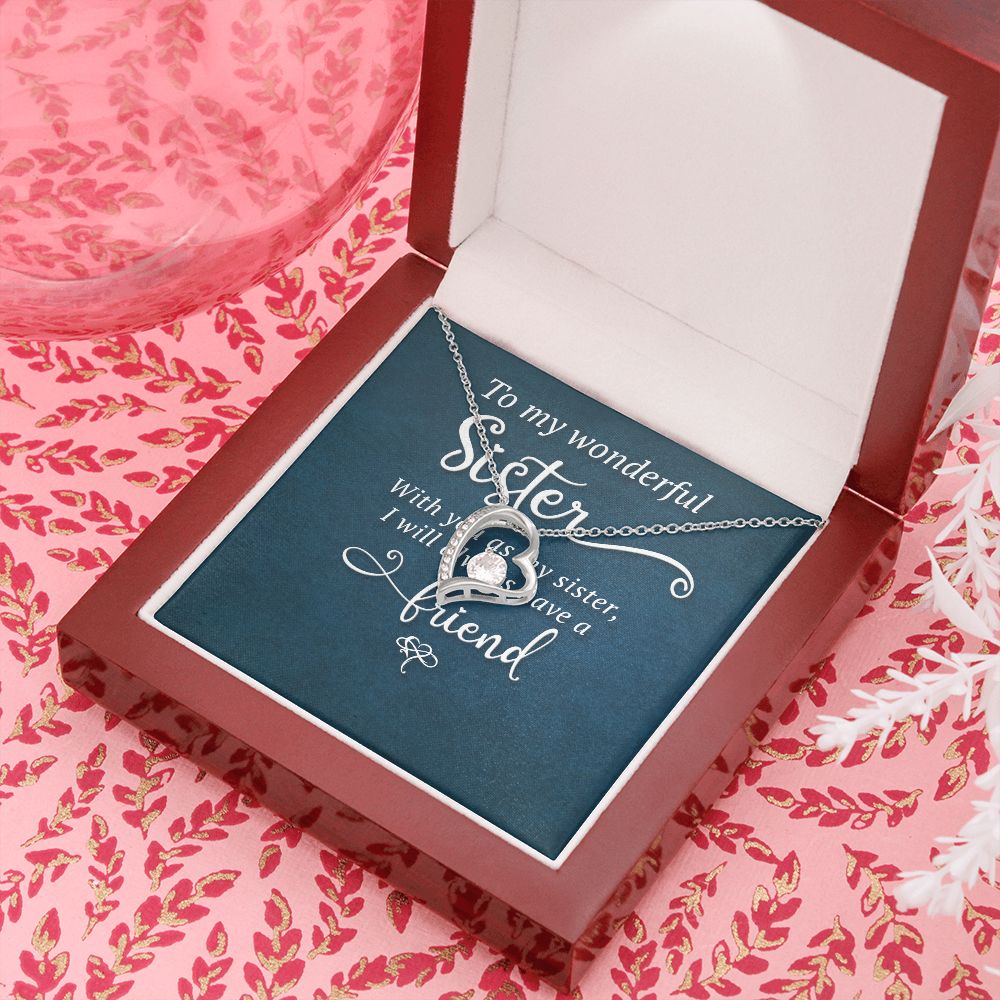 To My Sister Wonderful Sister Forever Necklace w Message Card-Express Your Love Gifts