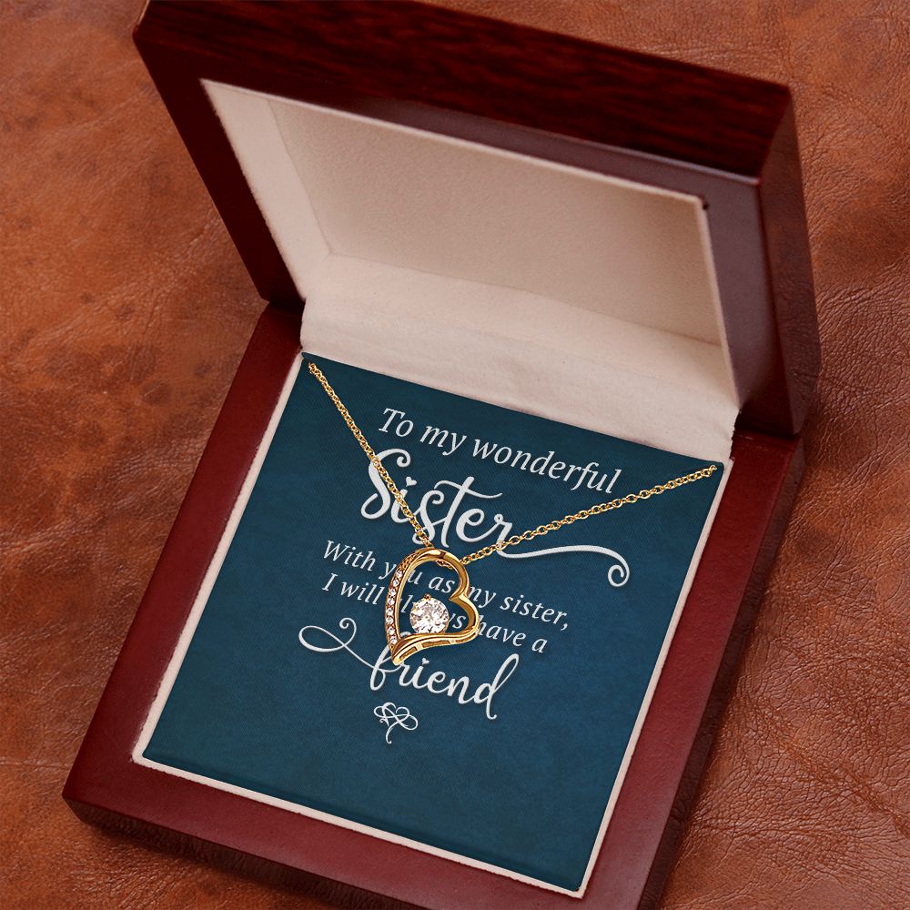 To My Sister Wonderful Sister Forever Necklace w Message Card-Express Your Love Gifts