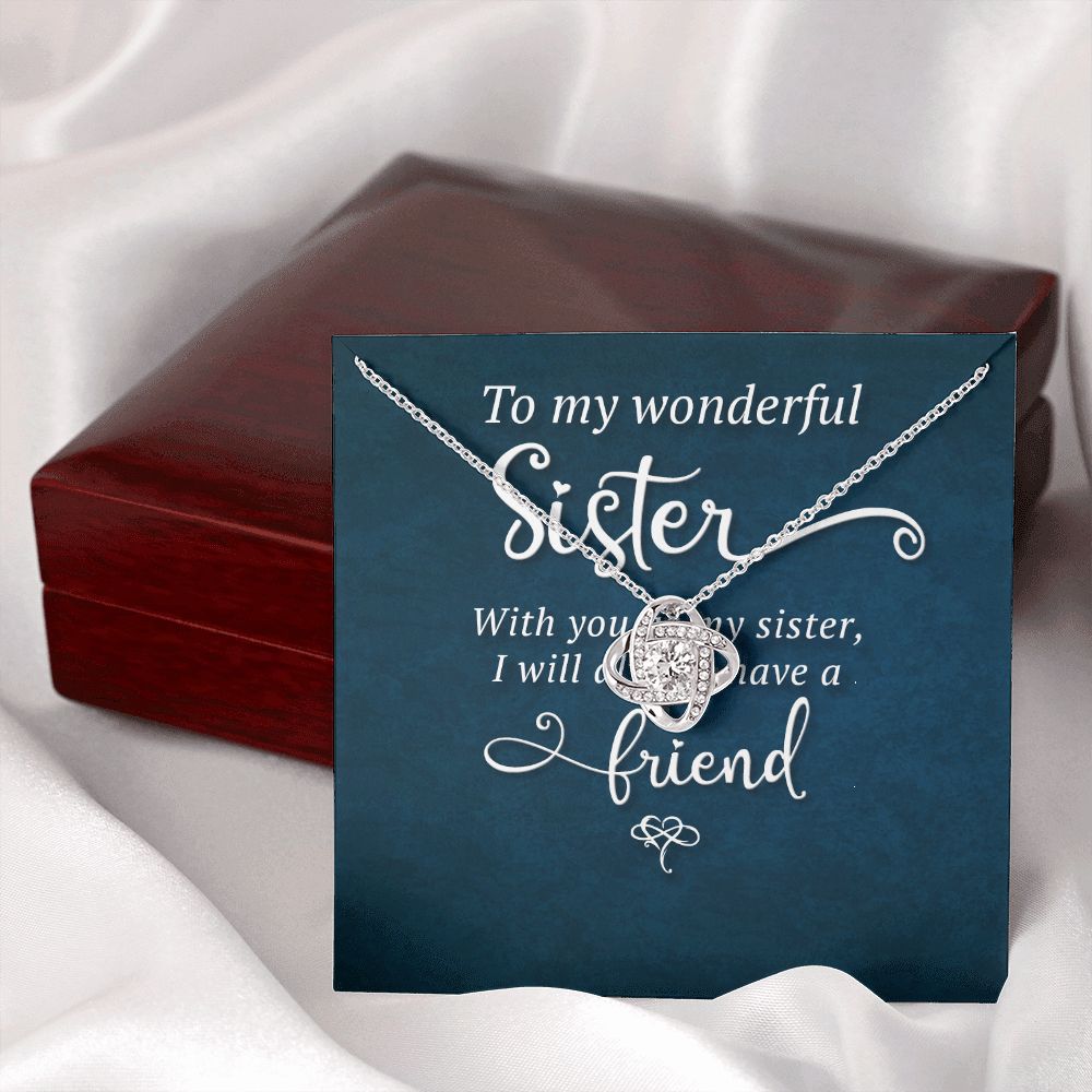 To My Sister Wonderful Sister Infinity Knot Necklace Message Card-Express Your Love Gifts