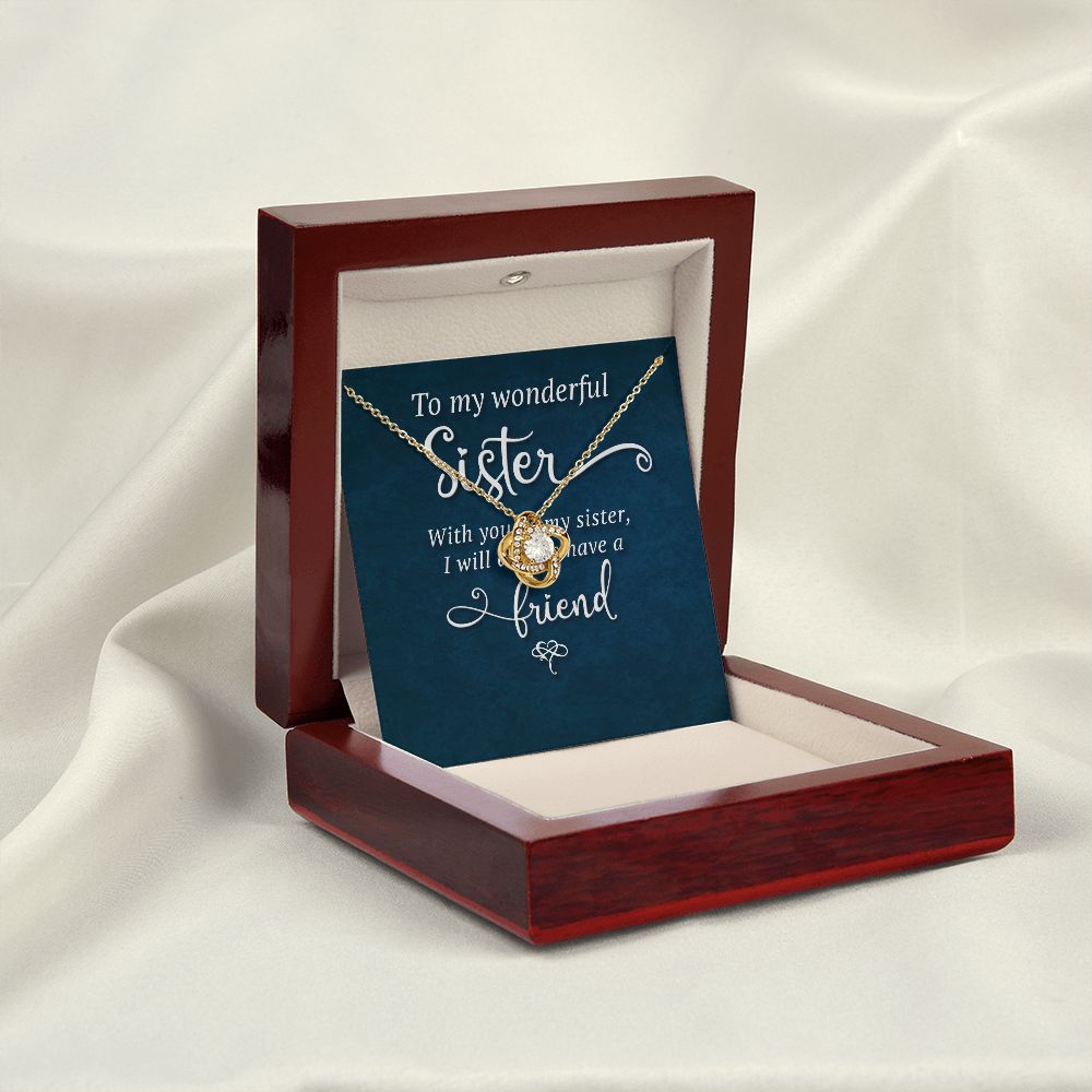 To My Sister Wonderful Sister Infinity Knot Necklace Message Card-Express Your Love Gifts