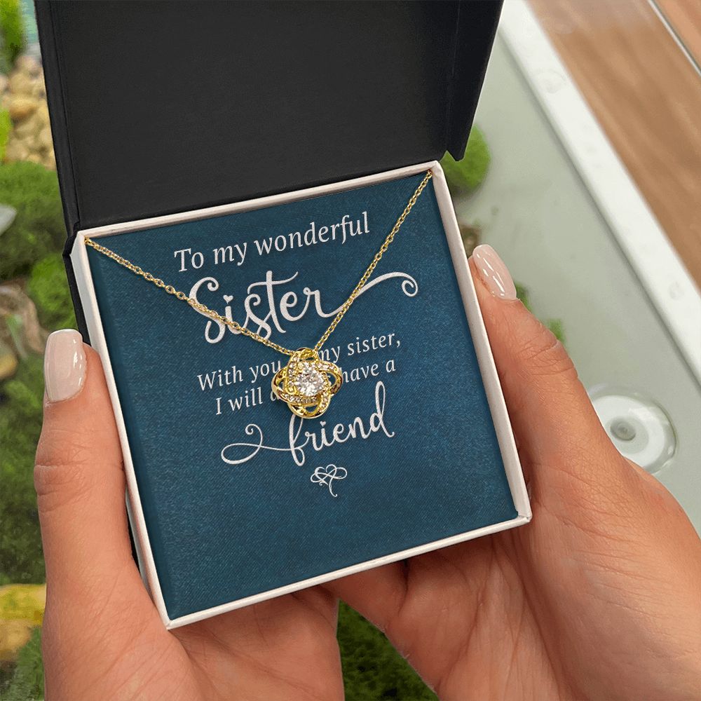 To My Sister Wonderful Sister Infinity Knot Necklace Message Card-Express Your Love Gifts