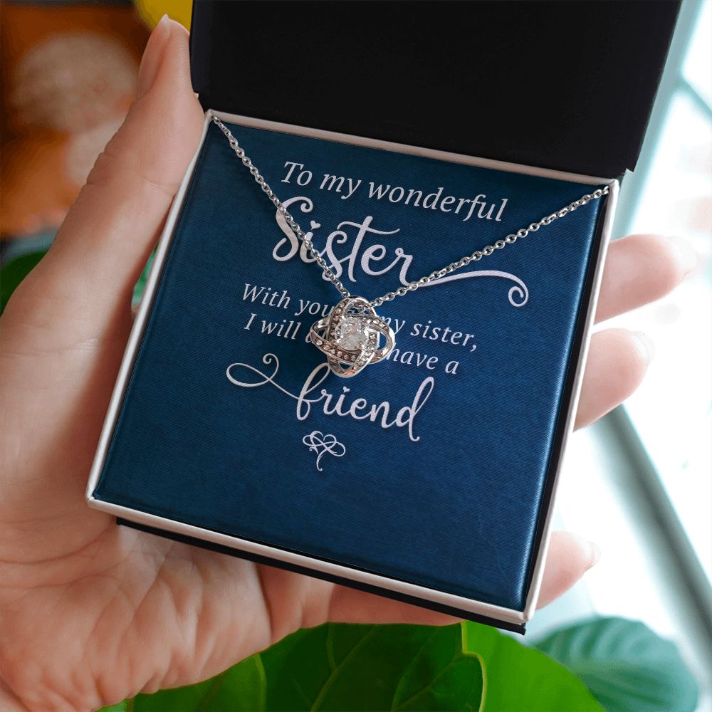 To My Sister Wonderful Sister Infinity Knot Necklace Message Card-Express Your Love Gifts