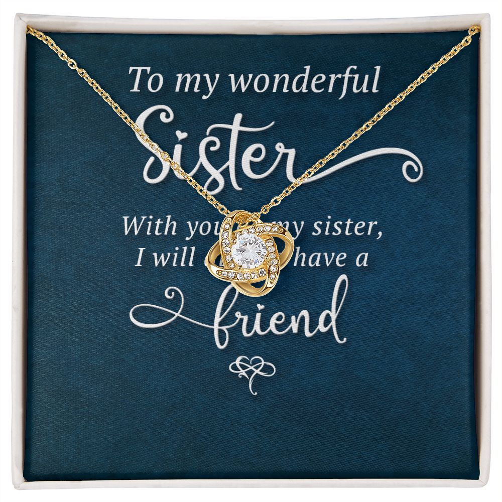 To My Sister Wonderful Sister Infinity Knot Necklace Message Card-Express Your Love Gifts