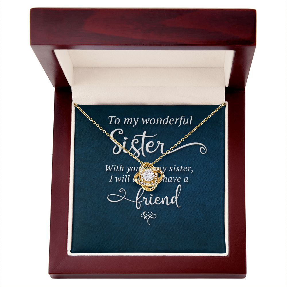 To My Sister Wonderful Sister Infinity Knot Necklace Message Card-Express Your Love Gifts
