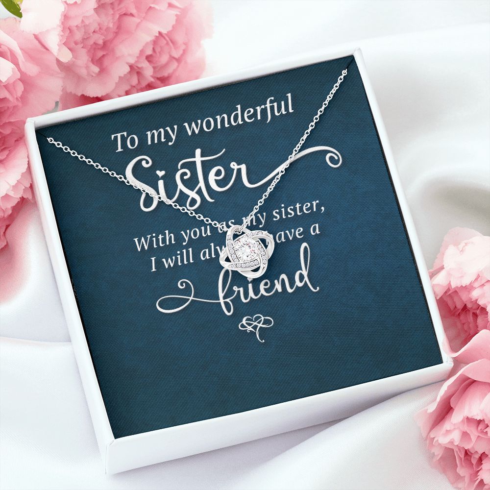 To My Sister Wonderful Sister Infinity Knot Necklace Message Card-Express Your Love Gifts