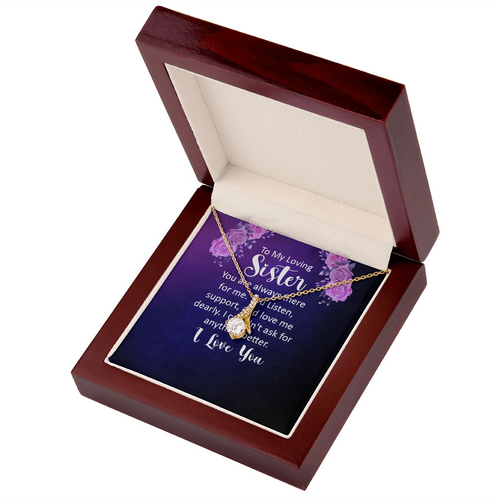 To My Sister You Are Always There For Me Alluring Ribbon Necklace Message Card-Express Your Love Gifts