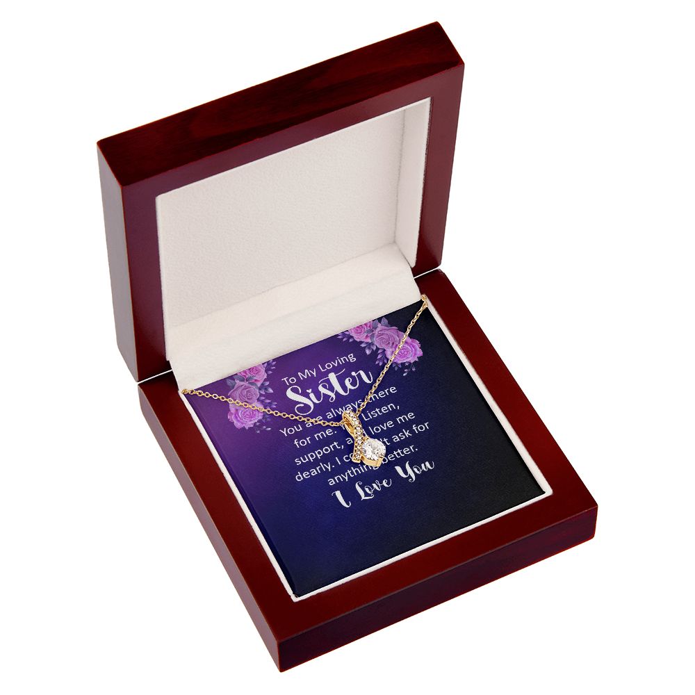 To My Sister You Are Always There For Me Alluring Ribbon Necklace Message Card-Express Your Love Gifts