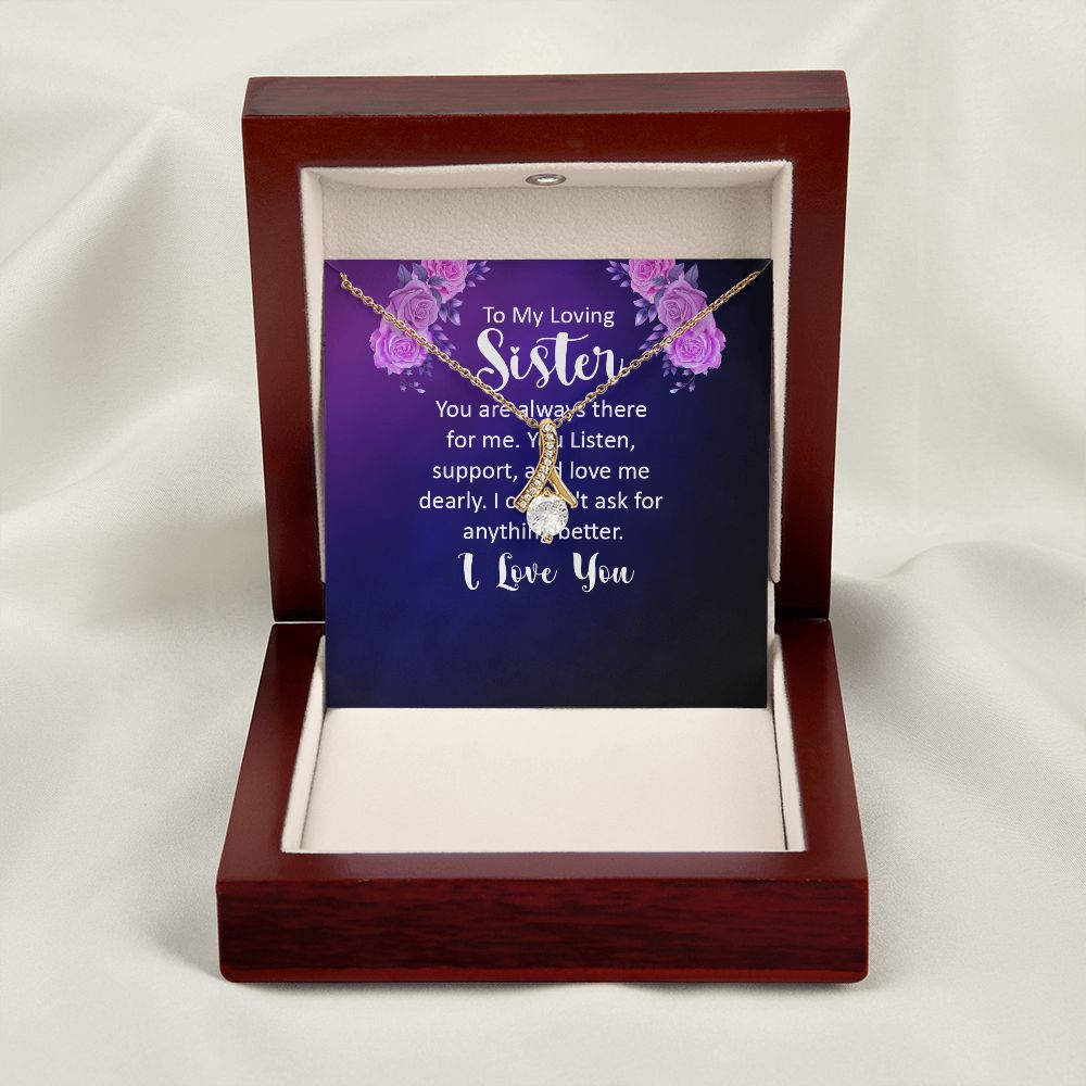 To My Sister You Are Always There For Me Alluring Ribbon Necklace Message Card-Express Your Love Gifts