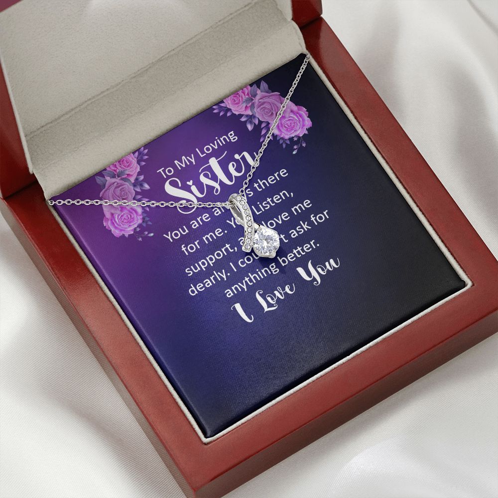 To My Sister You Are Always There For Me Alluring Ribbon Necklace Message Card-Express Your Love Gifts