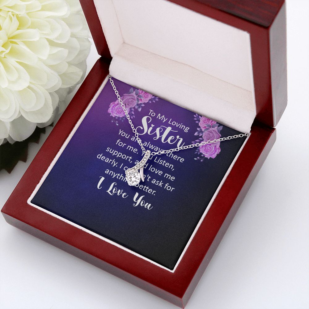 To My Sister You Are Always There For Me Alluring Ribbon Necklace Message Card-Express Your Love Gifts