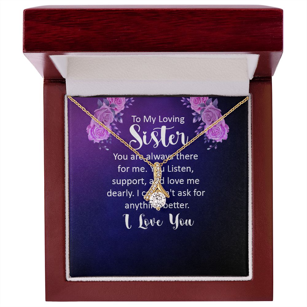 To My Sister You Are Always There For Me Alluring Ribbon Necklace Message Card-Express Your Love Gifts