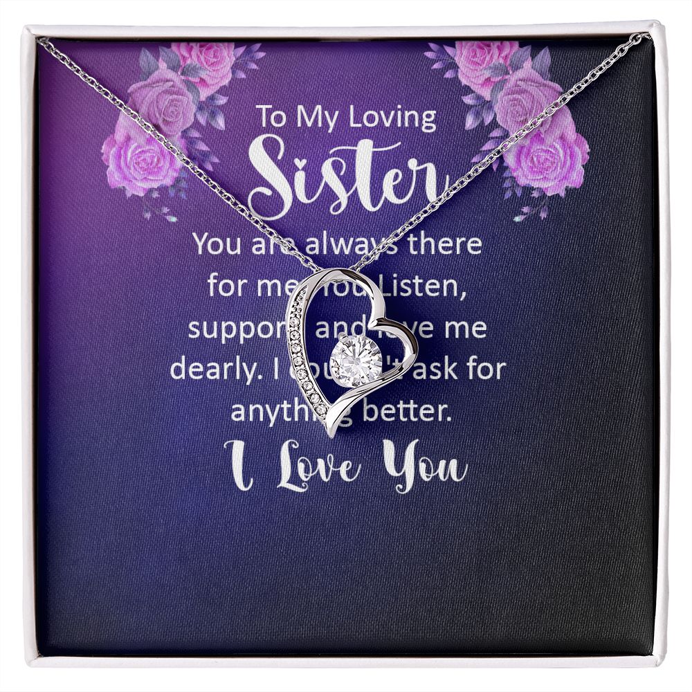 To My Sister You Are Always There For Me Forever Necklace w Message Card-Express Your Love Gifts