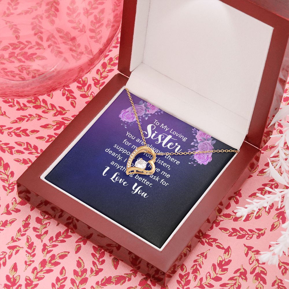 To My Sister You Are Always There For Me Forever Necklace w Message Card-Express Your Love Gifts