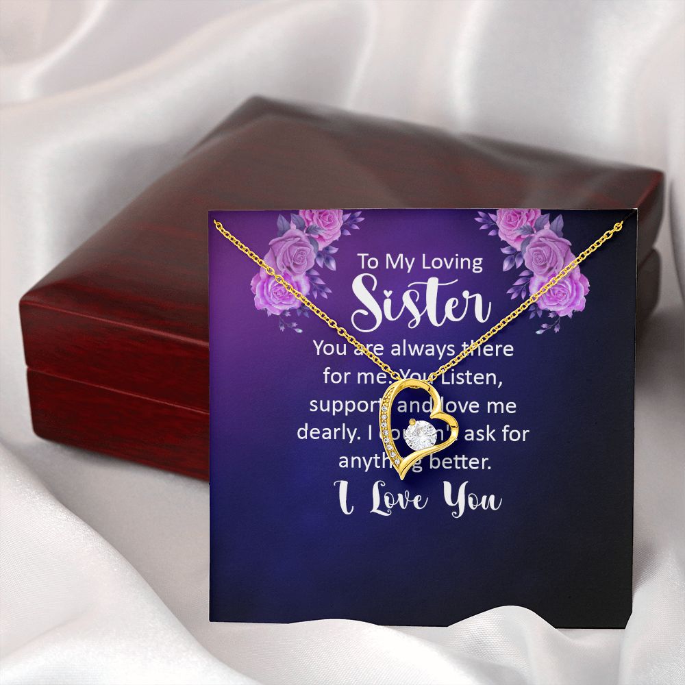 To My Sister You Are Always There For Me Forever Necklace w Message Card-Express Your Love Gifts